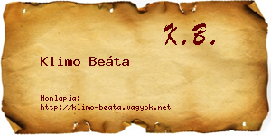 Klimo Beáta névjegykártya